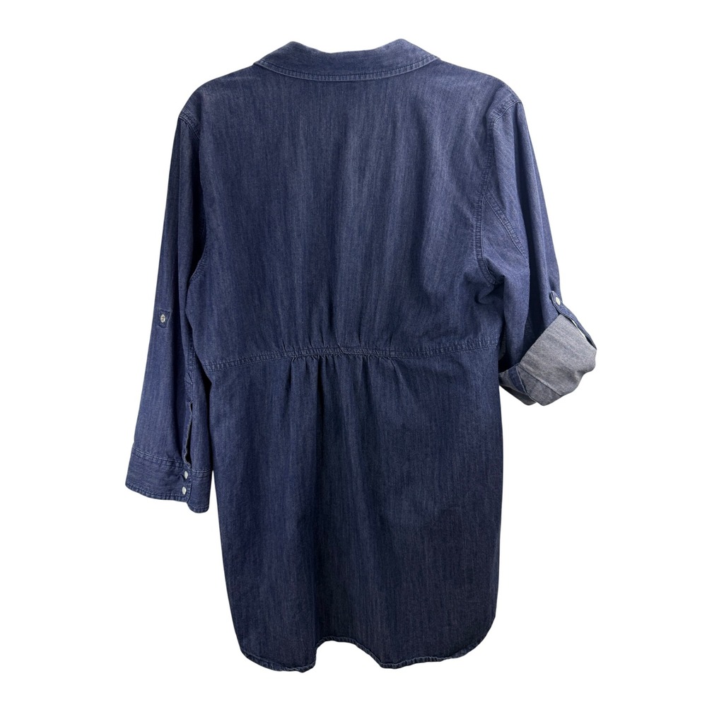 Style & Co Women's Denim Shirt Dress Button Front Roll Tab Sleeves Sz M‎ Casual - Picture 2 of 11